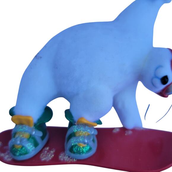 Vintage Coca-Cola Polar Bear Ornament with Bottle on Red Sled 1990s - Picture 2 of 10